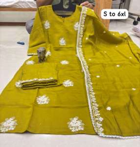 Beautiful Occasional Wear Dressing Color Heavy Maslin Kurti Pant & Dupatta With Lakhnavi Work World Wide Exportateur et fournisseur - Product Image 6