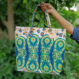 Bolsas de mano con estampado tradicional indio para mujer, bolsa de viaje de un día, de compras hechas a mano, de estilo étnico ecológico, personalizadas