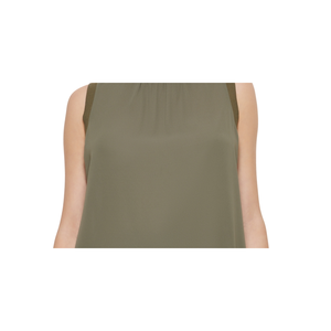 Top Senza Maniche a Collo Alto Verde per Donna Calvin Klein, Canotta Traspirante in Maglia, Taglia Unica, Logo Personalizzato, Stile Ins - Product Image 4