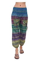 Pantalon de Yoga Ample Unisexe à Taille Smockée, Coupe Large, Sarouel Imprimé Tie-Dye, Style Bohème Gitan, pour la Danse