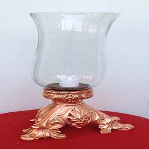 Lanterne ronde en aluminium couleur cuivre, faite à la main, durable, écologique, porte-bougie pour décorations de mariage de Pâques - Product Image 6