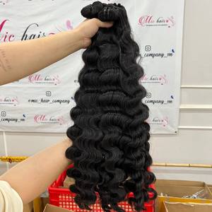 Precio de fábrica Natural negro vietnamita Remy Virgen máquina doble trama extensiones de cabello humano suelta onda profunda 100g - Product Image 5