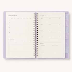 <span class=keywords><strong>Agenda</strong></span> scolaire personnalisé LABON A5 à spirale avec couverture en PP givré, onglets, calendrier par semestre, pages d'étude pour fournitures scolaires OEM - Product Image 3