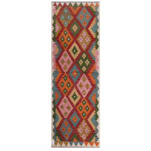 Alfombra Kilim de Maimana, Afganistán, 251 x 85 cm, Alfombra Tradicional Afgana - Product Image 1