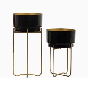 Jarrones de flores de Metal Royal Look, maceta de acabado negro con soporte para decoración de mesa de Hotel, hogar y restaurante, jarrones de flores - Product Image 1