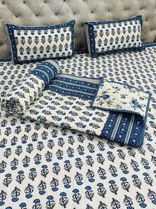 Juego de cama de algodón con estampado de bloque de mano indio más vendido, Sábana hecha a mano con estampado Floral moderno, edredón, 2 fundas de almohada tejidas - Product Image 2