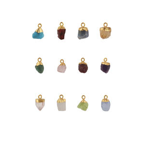 Colgante de piedras preciosas de cuarzo rosa en bruto, tamaño de piedra de 8-10mm, abalorio hecho a mano chapado en oro para fabricación de joyas, accesorios de collar DIY - Product Image 5