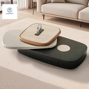 Modern Multi-Level Designer Metal <b>Coffee</b> <b>Table</b> Set Durable MDF Wood Style <b>Rotating</b> Living Room Furniture for Home Use - Product Image 2
