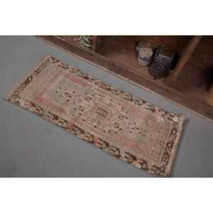 พรมขนสัตว์ตุรกีสีเบจ330ft 140 x วินเทจงานปะติดดีไซน์คลาสสิกแฮนด์เมดสำหรับห้องนั่งเล่นสำหรับวัยรุ่น - Product Image 3