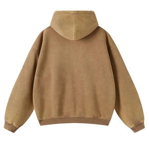 Sweat-shirts à capuche thermiques pour hommes, avec fermeture éclair, effet délavé, broderie personnalisée, logo brodé, tissu en molleton français délavé - Product Image 2