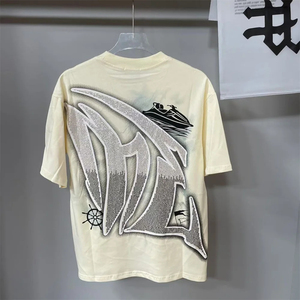 T-shirt pour homme à manches courtes, beige, avec logo personnalisé, diamant, de haute qualité, vêtements de marque - Product Image 4