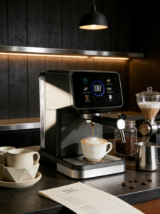 เครื่องทำฟองนมคาปูชิโน่แบบมืออาชีพ หน้าจอสัมผัสอัจฉริยะ แรงดันไฟฟ้า 20 บาร์ พร้อมถังขนาดใหญ่ 1.5 ลิตร - Product Image 1