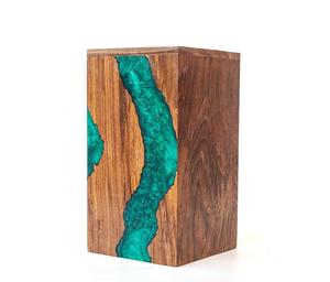 กล่องใส่โกศเรซิ่นสีเขียวและโรสวูดทำด้วยมือหรูหราของที่ระลึกที่ไม่เหมือนใคร - Product Image 2