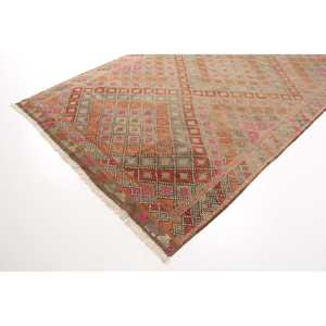 Vintage Large Rug 6.2x10 ft, Turkish <b>Red</b> Abstract <b>Wool</b> Rug - Product Image 2