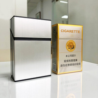 Tempat rokok wadah kartu Brushed aluminium magnetik 20 kapasitas dengan saklar magnetik penutupan Flip sempurna untuk menggulung cerutu Anda sendiri