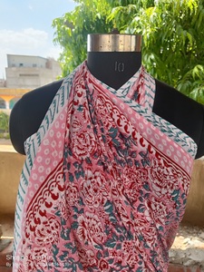 โสร่งยาวสำหรับผู้หญิงผ้าโสร่งผ้าฝ้ายกันน้ำพิมพ์ลายบล็อคทำมือสไตล์อินเดีย - Product Image 5