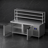 Plan de travail réfrigéré commercial Mengshi en acier inoxydable avec congélateur intégré pour cuisine et stockage