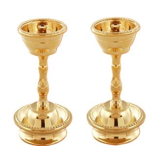 Lampe Samayi en laiton pur Lampe à huile traditionnelle du sud de l'Inde pour décor Pooja, Aarti et Temple Fabriqué à la main en laiton ethnique Deepam - Product Image 1