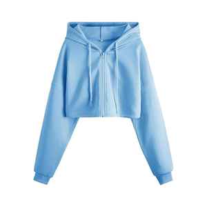 Sweat à capuche court pour femmes sweat léger à manches longues coupe décontractée tissu confortable pour salon bureau et Streetwear - Product Image 5