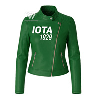 Vêtements grecs personnalisés Iota Phi Lambda veste élégante en cuir pour moto Racer Moto pour femmes attirail grec