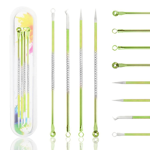 Kit d'outils de dissolvant de points noirs professionnel 4 pièces en acier inoxydable acné bouton Popper extracteur de comédon pour les soins de la peau du visage - Product Image 6