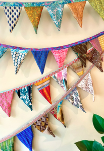 Banderines de tela bohemios hechos a mano para bodas, Baby Showers, festivales, decoración del hogar, pancarta reciclada colorida, regreso a la escuela, Halloween - Product Image 4