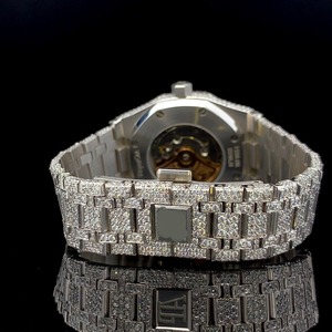Montre-bracelet pour homme très vendue, haute qualité, diamants Moissanite VVS, bracelet en acier inoxydable, mouvement à quartz, style Hip Hop glacé, verre - Product Image 3