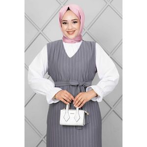 Cuello Rayas Hijab Chaleco Conjunto Gris - Product Image 3