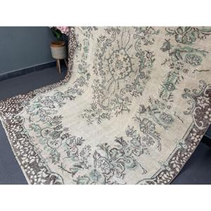 Tapis vintage 6x9,2 pieds, grand tapis turc, tapis uni brun - Product Image 3