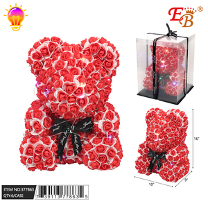 Orso rosa multicolore da 16 \ "con fiocco nero e luce in scatola 6 pz/cs per le forniture di San Valentino - Product Image 1