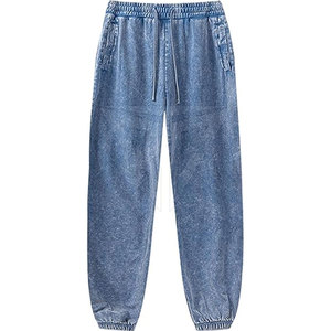 Men's Casual Acid Wash <b>Trousers</b> with Custom Logo Print Mid Waist Straight Pattern Wholesale Price Clothing - Product Image 1