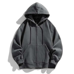 Sweat-shirt à capuche d'hiver OEM, pull à col rond pour femmes et hommes, personnalisable, en polaire lourd, fermeture éclair sur le devant - Product Image 1