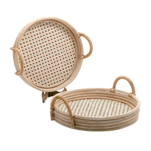 Eco-Friendly, Round Rattan <b>Serving</b> <b>Tray</b>, Timeless <b>Tray</b> Design From 100% Natural Rattan For Table Decor, Home Decor From Vietnam - Product Image 4