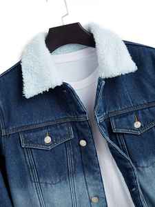 Nouvelle veste en jean élégante pour hommes, en coton, chaude, tendance, classique, coupe slim, logo personnalisé, décontractée, en jean pour hommes - Product Image 6