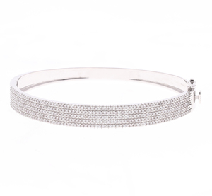Lujosa pulsera de oro blanco de 14 quilates para mujer Elegante pavé Ajuste 1.67CTW Diamantes naturales de corte redondo Cinco filas - Product Image 1