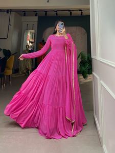 ชุดเดรสยาวแบบอินเดียสำหรับผู้หญิง ผ้าจอร์เจตต์เนื้อหนา ทรงอนาร์กาลี พร้อมฟองน้ำเสริมในตัว แขนเสื้อแบบพิเศษ ผ้าคลุมไหล่แห้งเร็ว ชุดแฟชั่นทันสมัย - Product Image 2