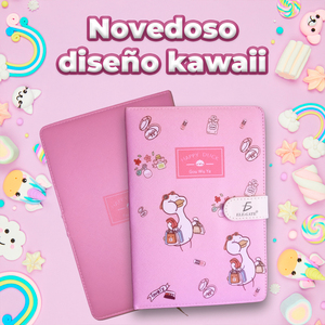 Quaderno dal Design Kawaii con 100 Fogli, Copertina Rigida e Chiusura Magnetica per Scuola e Regali, Realizzato in PU e Carta Offset - Product Image 4