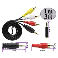 Kabel AV 3 RCA Pria Berlapis Emas untuk TV Aux Komputer HDTV Kamera Mikrofon Speaker-Jaket PVC 1m/2m WI.174