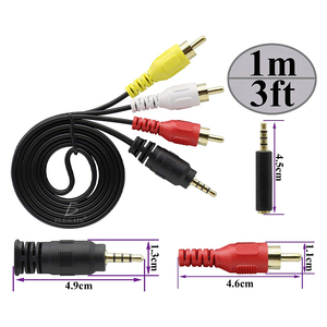 Câble vidéo audio RCA mâle plaqué or, câble TV auxiliaire, câble pour ordinateur, HDTV, caméra, microphone, haut-parleur, PVC, disponible en 1m et 2m - Product Image 3