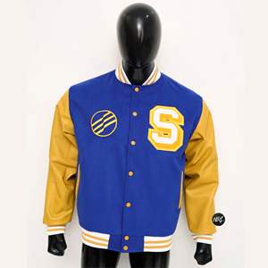 Alta calidad transpirable hombres Chenille bordado cuero manga larga logotipo personalizado al por mayor béisbol Letterman Varsity chaquetas - Product Image 1