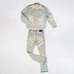 Ensemble en jean 2 pièces pour homme, coupe ample, quatre saisons, veste et jean en denim personnalisés, OEM - Product Image 4