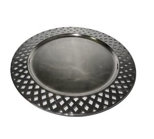 Plaque de chargeur en métal de haute qualité faite à la main argent martelé Design luxe motif rond occasions d'école de mariage Type de paquet - Product Image 4