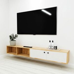 ตู้วางทีวีติดผนังสไตล์โมเดิร์นมินิมอลร่วมสมัย ขนาด 160x25x25 ซม. ทำจากไม้ธรรมชาติ - Product Image 2