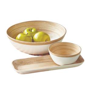 Diseño llamativo Funcional Hecho a mano Top Trending Material natural Spun Bamboo Food Bowl - Product Image 5