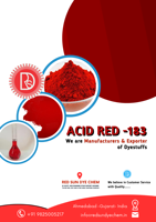 Colorant en poudre Rouge Acide 183, pureté 100%, pour applications textiles et cuir, fabriqué et exporté par RED SUN DYE CHEM, fournisseur indien