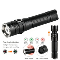 Lampe torche LED portative rechargeable par USB, étanche IP44, zoomable, pour le camping, la chasse, les situations d'urgence