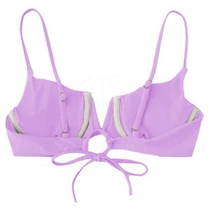 Conjunto de Bikini de Corte Alto de Color Sólido Personalizado, Estilo Sexy, Ropa de Playa para Mujer, Estampado de Logotipo Frontal, Talla Regular, Conjunto de Bikini con OEM - Product Image 4