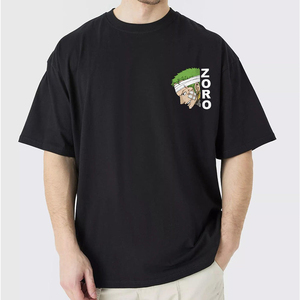Offre Spéciale T-shirt imprimé à manches courtes à col rond et épaules tombantes pour hommes Zoro T-shirt imprimé surdimensionné pour hommes - Product Image 1