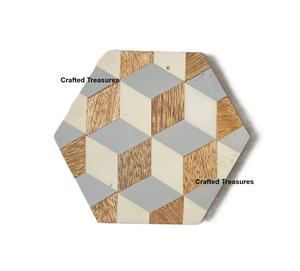 Elegante Juego de Posavasos de Madera con Diseño de Resina Personalizado para Desayuno, Vajilla, Café y Vino - Product Image 3