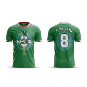 Maglia Unisex per Tifosi di Calcio Mondiali Messico 2026, T-Shirt Promozionale con Grafica Aquila Verde - Product Image 2